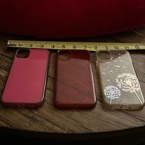 iPhone cases, clear, red sparkle, pink n purple